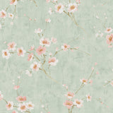 AI41604 teal silk road floral wallpaper from the Koi collection by Seabrook Designs