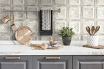 Distressed Tin Tile Peel and Stick Removable Wallpaper