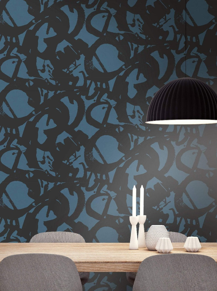 RL61302 laverne abstract graffiti wallpaper kitchen from the Retro Living collection by Seabrook Designs