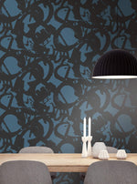 RL61302 laverne abstract graffiti wallpaper kitchen from the Retro Living collection by Seabrook Designs