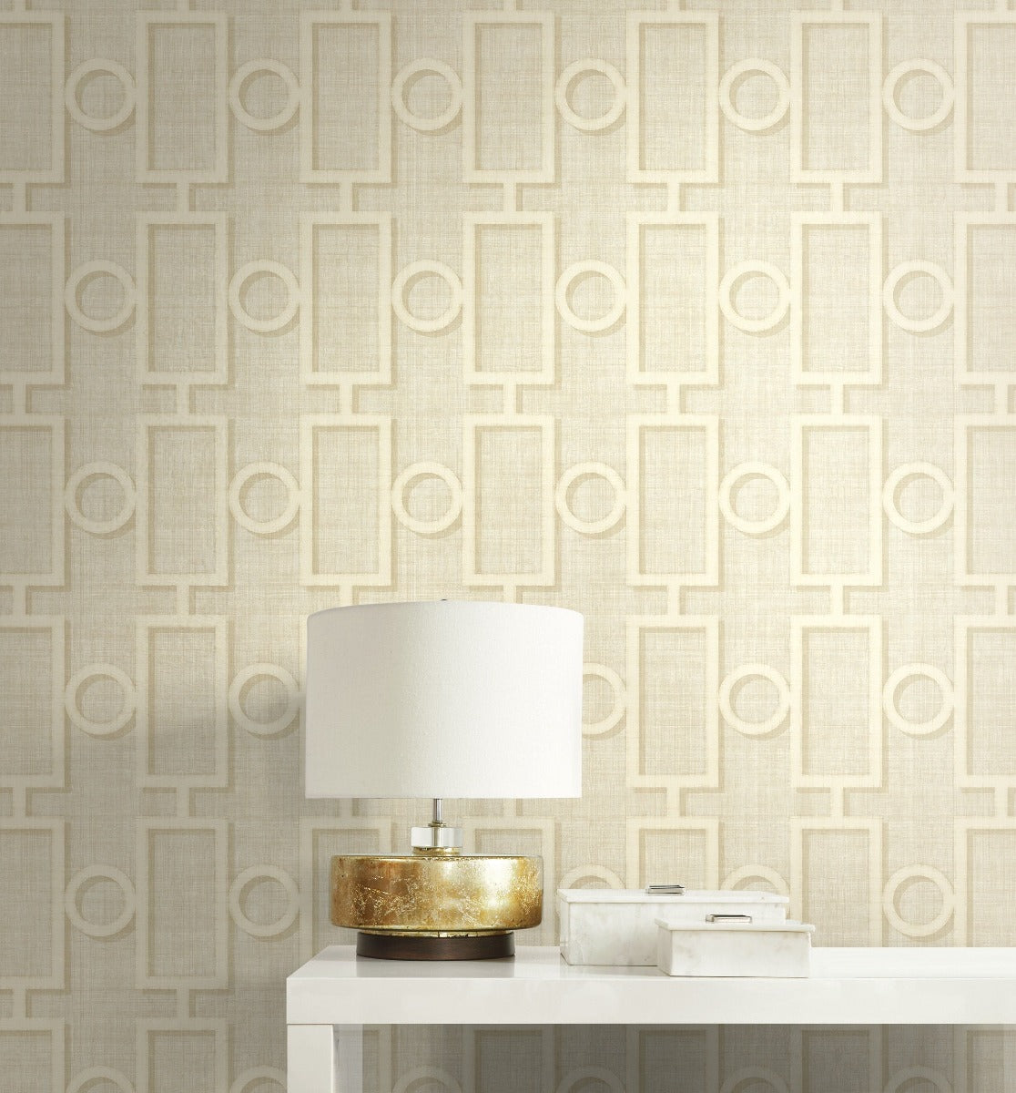 Geometric lattice wallpaper entryway NE50602 from the Nouveau Luxe collection by Seabrook Designs