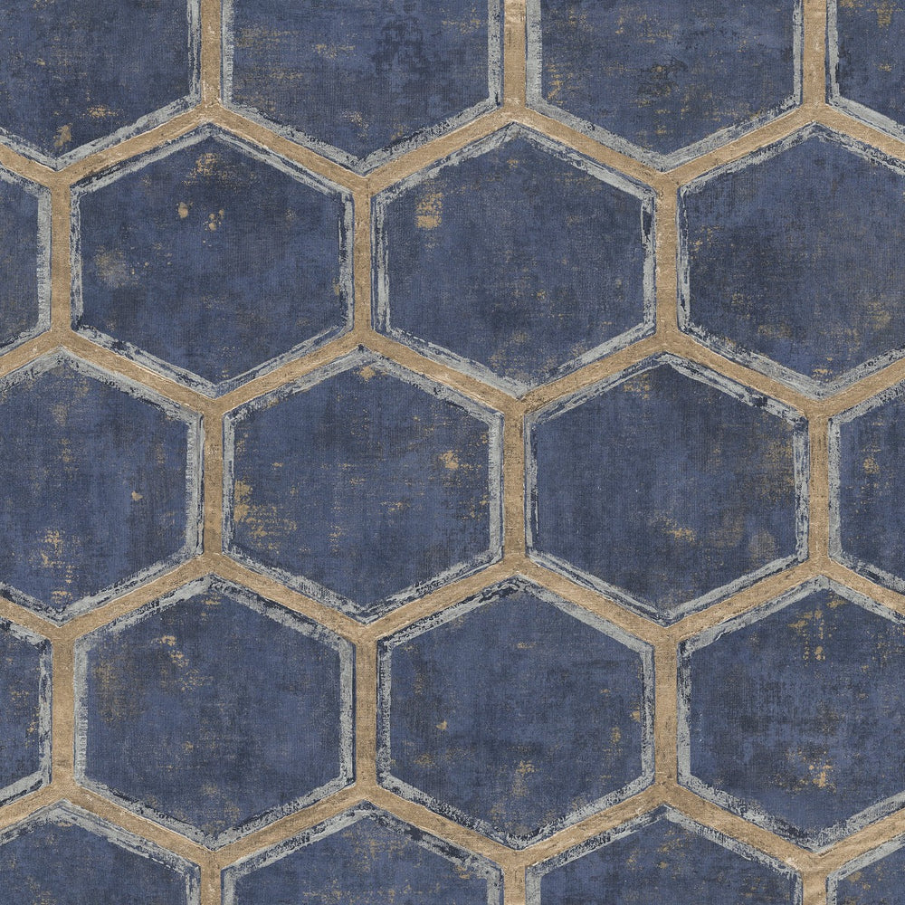 MW31502 Wright geometric hexagon wallpaper from the Metalworks collection by Seabrook Designs