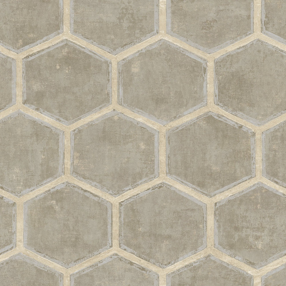 MW31507 Wright geometric hexagon wallpaper from the Metalworks collection by Seabrook Designs