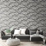 Gray Washed Brick Peel and Stick Removable Wallpaper