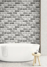 Gray Washed Brick Peel and Stick Removable Wallpaper