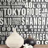 Around the World Black and White Peel and Stick Removable Wallpaper