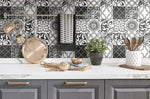 Black and White Graphic Tile Peel and Stick Removable Wallpaper