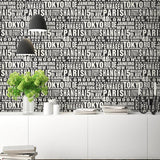 Around the World Black and White Peel and Stick Removable Wallpaper