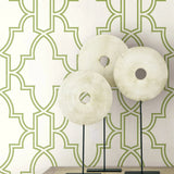 Green and White Tile Trellis Peel and Stick Removable Wallpaper