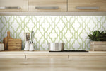 Green and White Tile Trellis Peel and Stick Removable Wallpaper