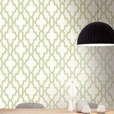 Green and White Tile Trellis Peel and Stick Removable Wallpaper