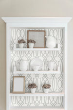 Soft Gray Deco Lattice Peel and Stick Removable Wallpaper