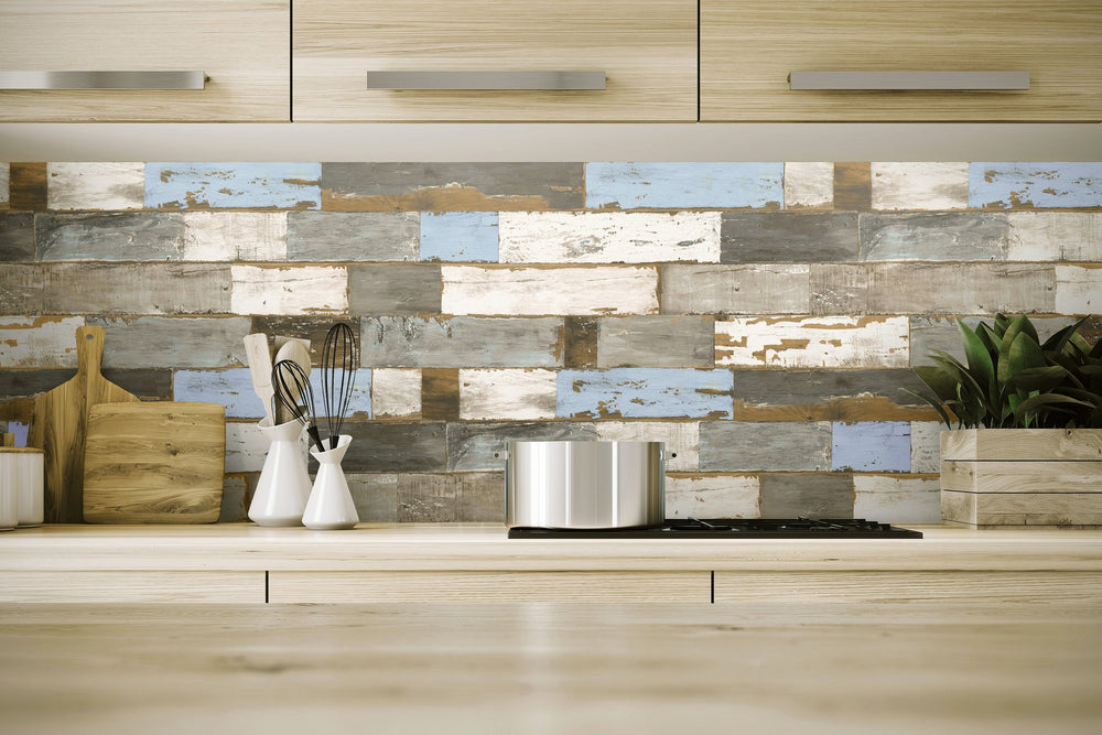 Colorful Coastal Shiplap Peel and Stick Removable Wallpaper