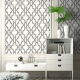 Black and White Tile Trellis Peel and Stick Removable Wallpaper