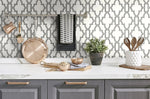 Black and White Tile Trellis Peel and Stick Removable Wallpaper