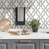 Black and White Tile Trellis Peel and Stick Removable Wallpaper