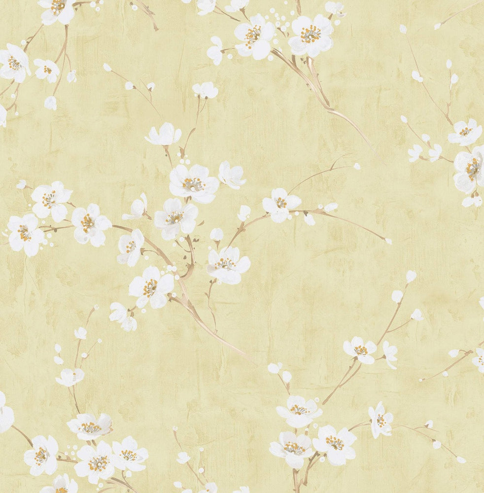 AI41603 gold silk road floral wallpaper from the Koi collection by Seabrook Designs