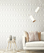Soft Gray Deco Lattice Peel and Stick Removable Wallpaper