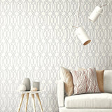 Soft Gray Deco Lattice Peel and Stick Removable Wallpaper