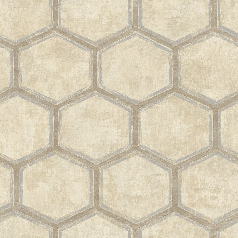 MW31505 Wright geometric hexagon wallpaper from the Metalworks collection by Seabrook Designs