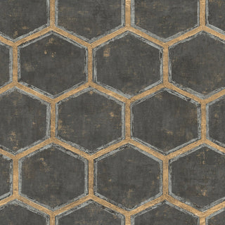 MW31500 Wright geometric hexagon wallpaper from the Metalworks collection by Seabrook Designs