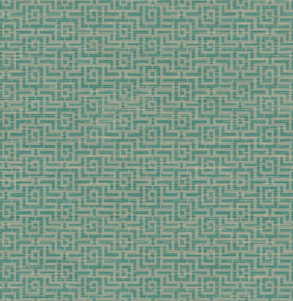 GT21404 topaz maze geometric wallpaper from the Geo collection by Seabrook Designs