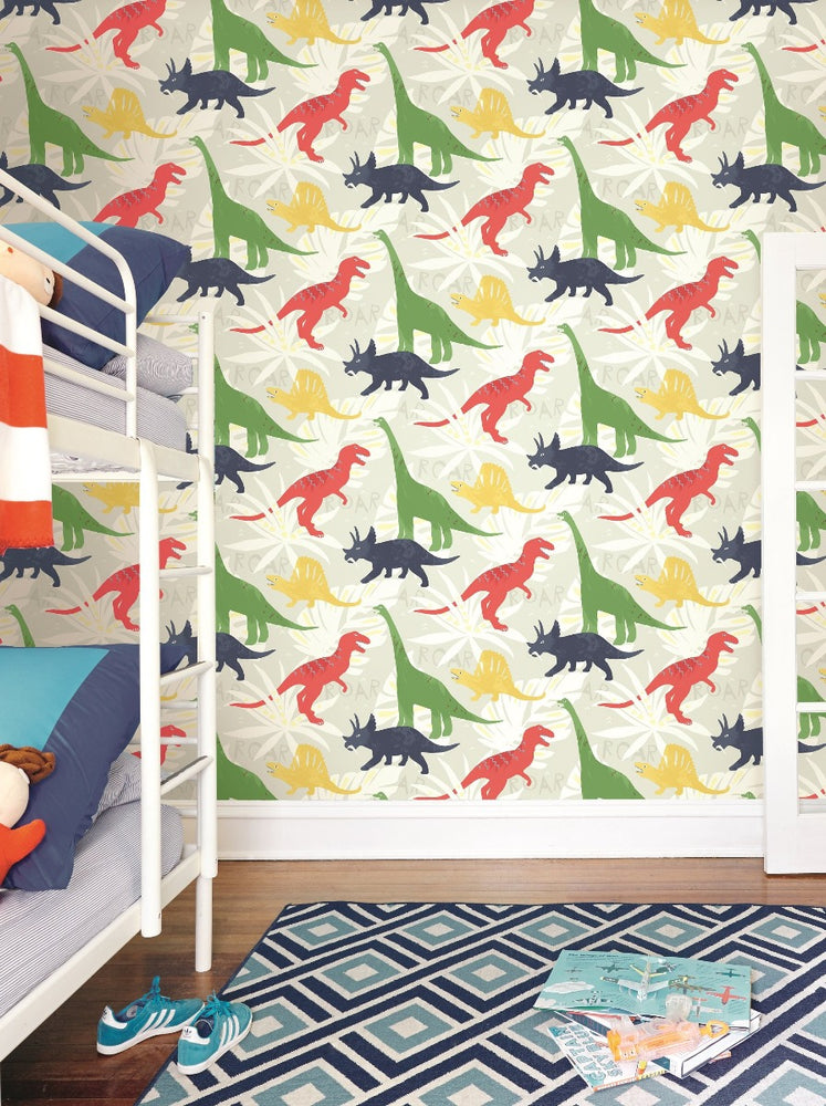 FA40001 pack party dinosaur kids wallpaper from the Playdate Adventure collection by Seabrook Designs
