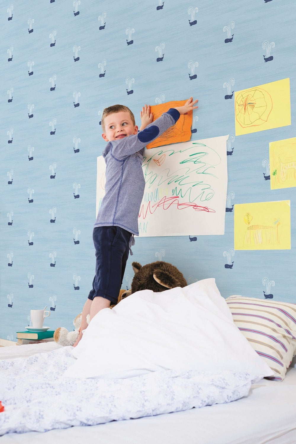 DA60302 tiny whales kids wallpaper bedroom from the Day Dreamers collection by Seabrook Designs