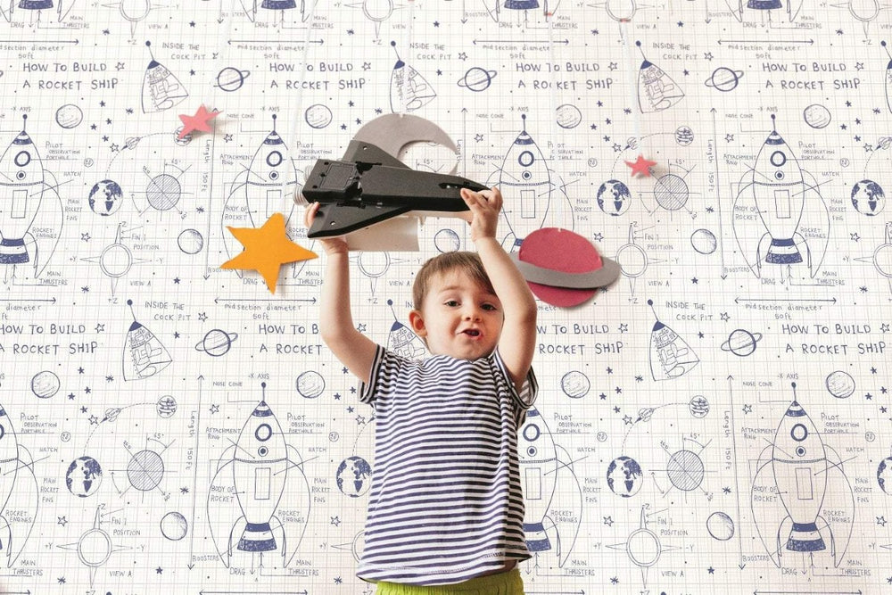 DA60700 rocket ship kids wallpaper decor from the Day Dreamers collection by Seabrook Designs