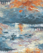 FI70002 nautical sunset scenic wallpaper from the French Impressionist collection by Seabrook Designs