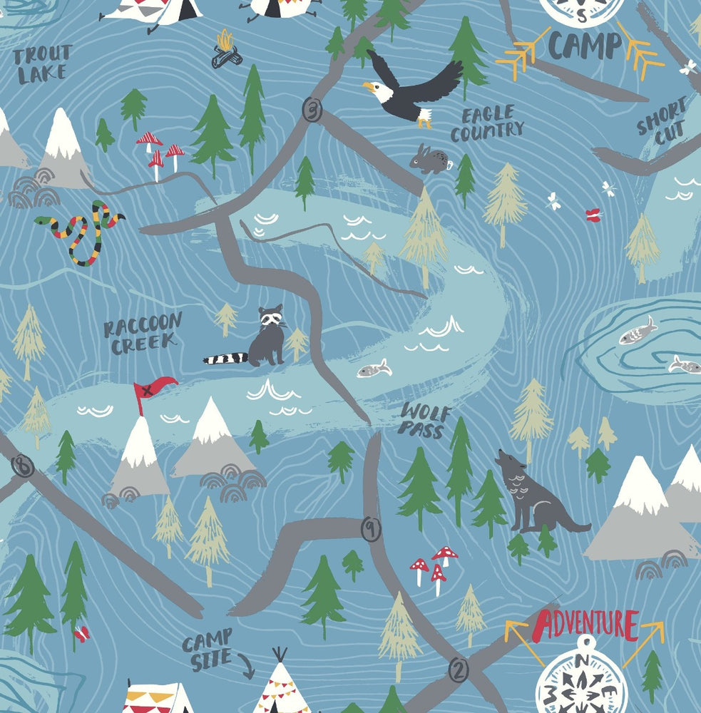 FA41902 campground nursery wallpaper from the Playdate Adventure collection by Seabrook Designs