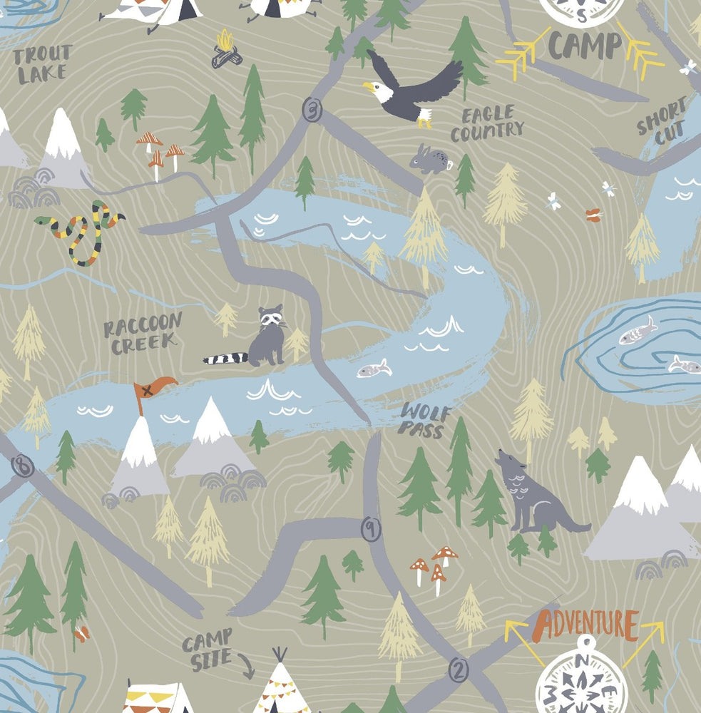 FA41906 campground nursery wallpaper from the Playdate Adventure collection by Seabrook Designs