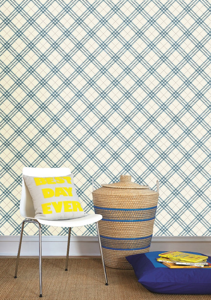 Plaid wallpaper FA42502 nursery from the Playdate Adventure collection by Seabrook Designs