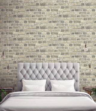 Distressed Faux Neutral Brick Peel and Stick Removable Wallpaper