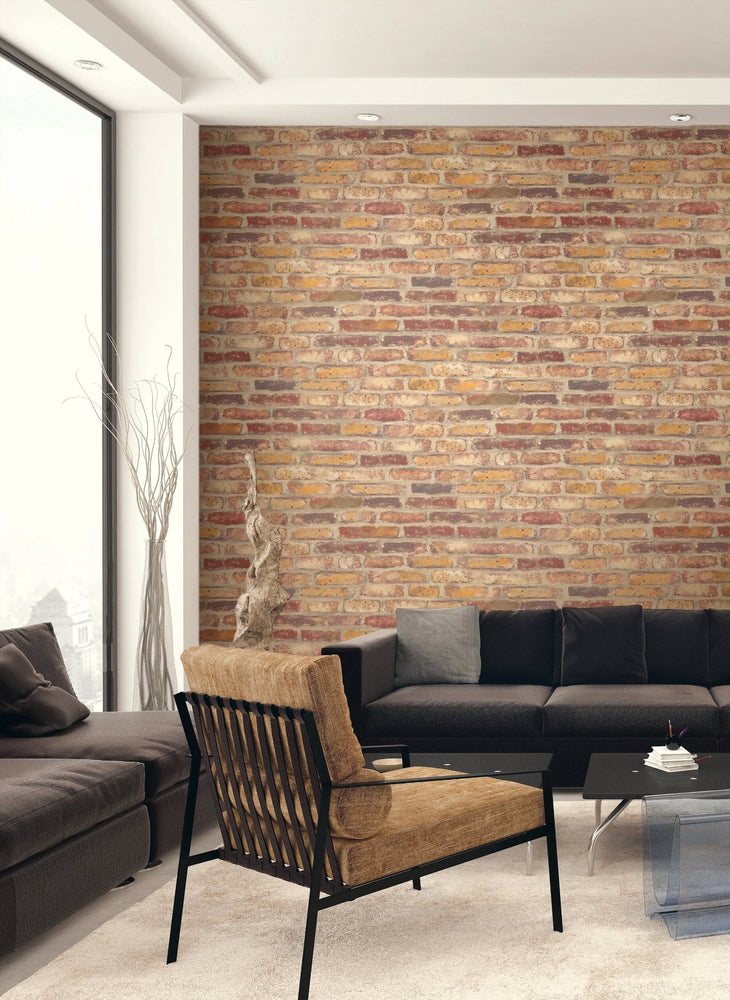 Red Faux Rustic Brick Peel and Stick Removable Wallpaper