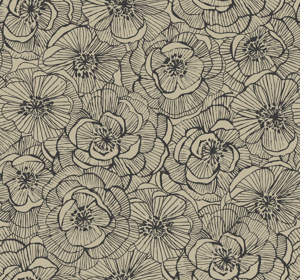 AW71008 Jardine graphic floral wallpaper from the Casa Blanca 2 collection by Collins & Company