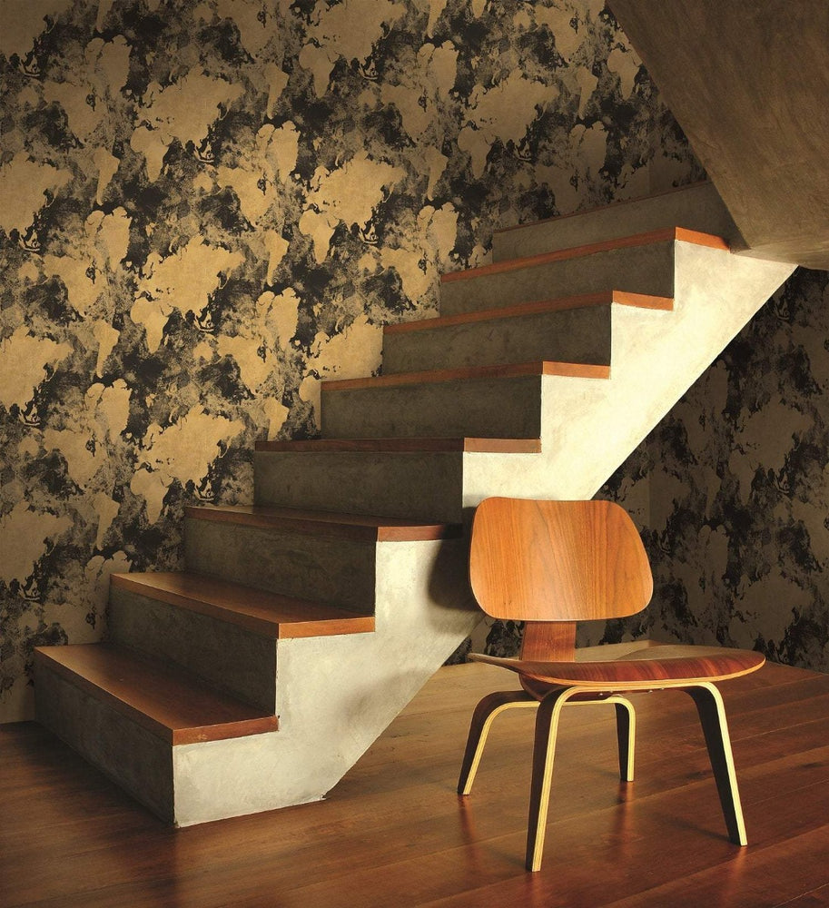 AV50900 Galileo abstract map wallpaper stairs from the Avant Garde collection by Seabrook Designs