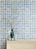 AI40202 Dynasty lattice geometric wallpaper decor from the Koi collection by Seabrook Designs