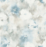 AH40902 blue watercolor floral wallpaper from the L'atelier de Paris collection by Seabrook Designs