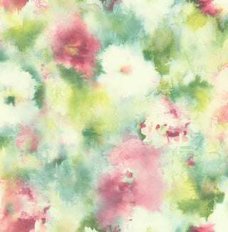 AH40901 metallic green watercolor floral wallpaper from the L'atelier de Paris collection by Seabrook Designs