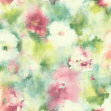 AH40901 metallic green watercolor floral wallpaper from the L'atelier de Paris collection by Seabrook Designs