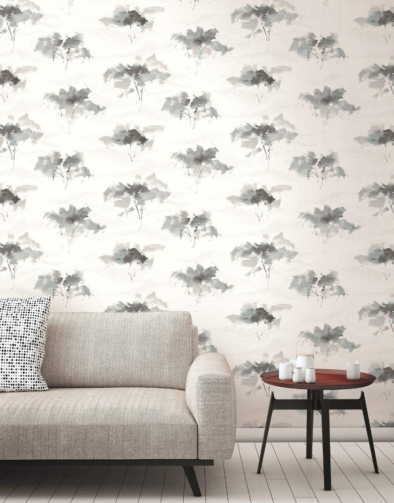 AH40700 watercolor trees botanical wallpaper living room from the L'Atelier de Paris collection by Seabrook Designs