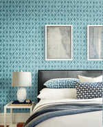 AH40602 shibori geometric wallpaper bedroom from the L'Ateler de Paris collection by Seabrook Designs