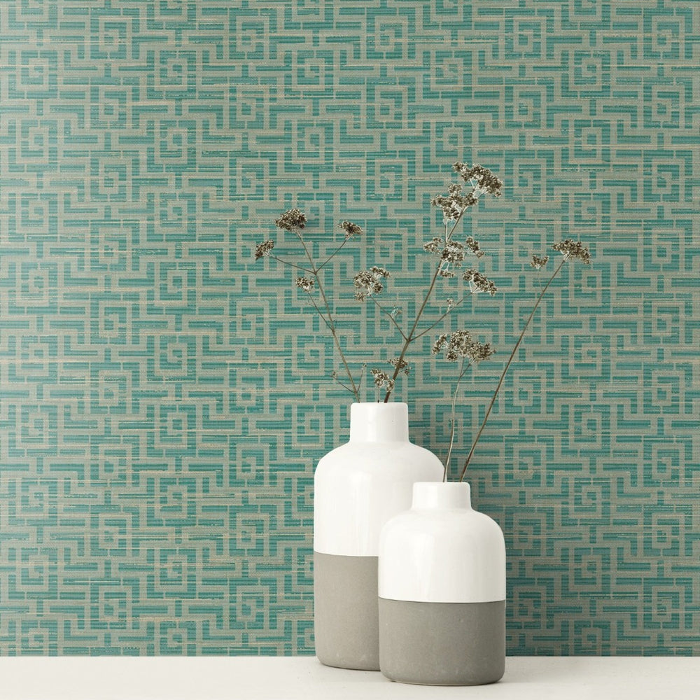 
                  
                    GT21404 topaz maze geometric wallpaper decor from the Geo collection by Seabrook Designs
                  
                