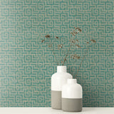 GT21404 topaz maze geometric wallpaper decor from the Geo collection by Seabrook Designs