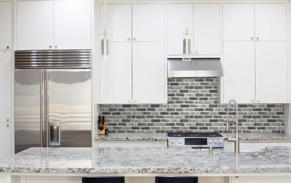Gray Washed Brick Peel and Stick Removable Wallpaper