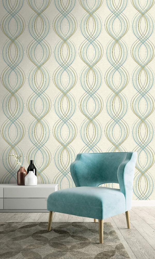 RL60204 Jeannie weave retro wallpaper decor from the Retro Living collection by Seabrook Designs