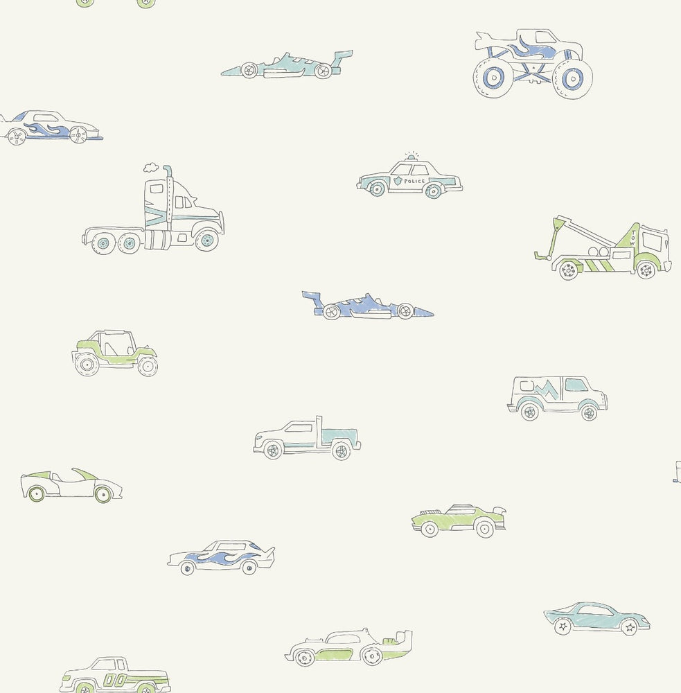 FA40302 traffic jam kids wallpaper from the Playdate Adventure collection by Seabrook Designs
