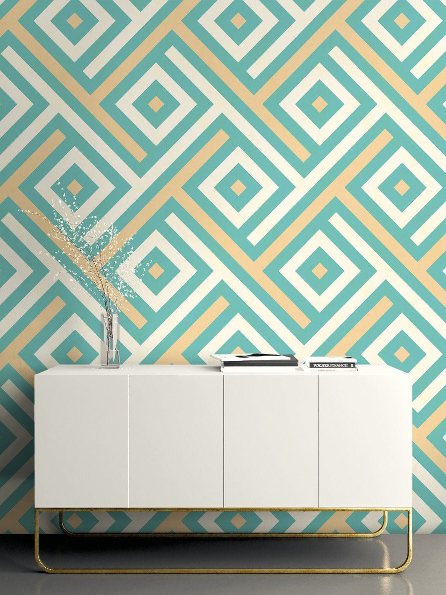 GT20304 Mirante chevron block wallpaper decor from the Geo collection by Seabrook Designs