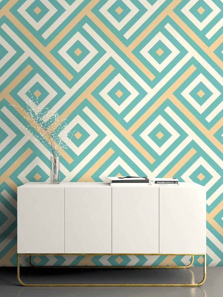 GT20304 Mirante chevron block wallpaper decor from the Geo collection by Seabrook Designs